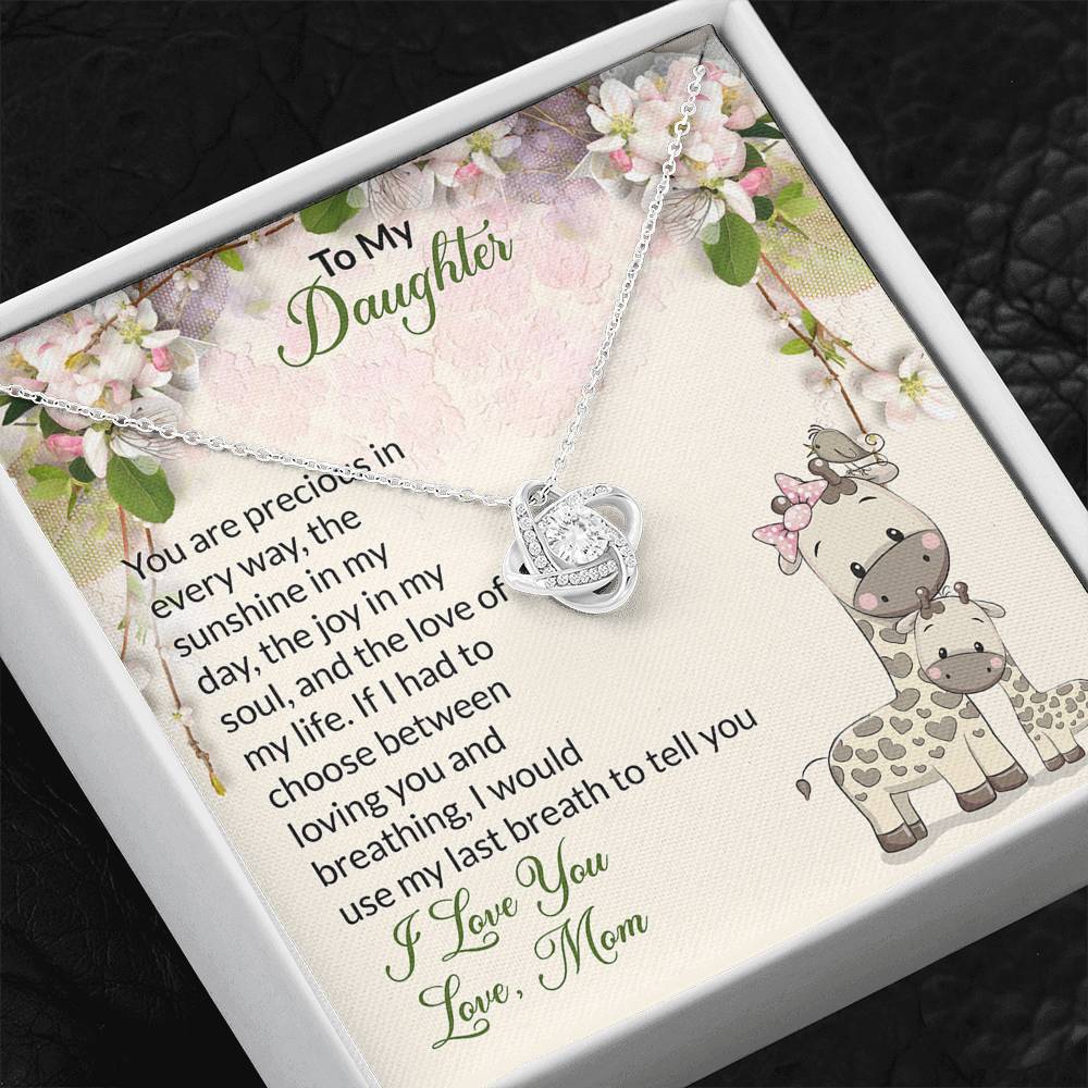 To My Daughter Gift Love Knot Necklace with Message Card