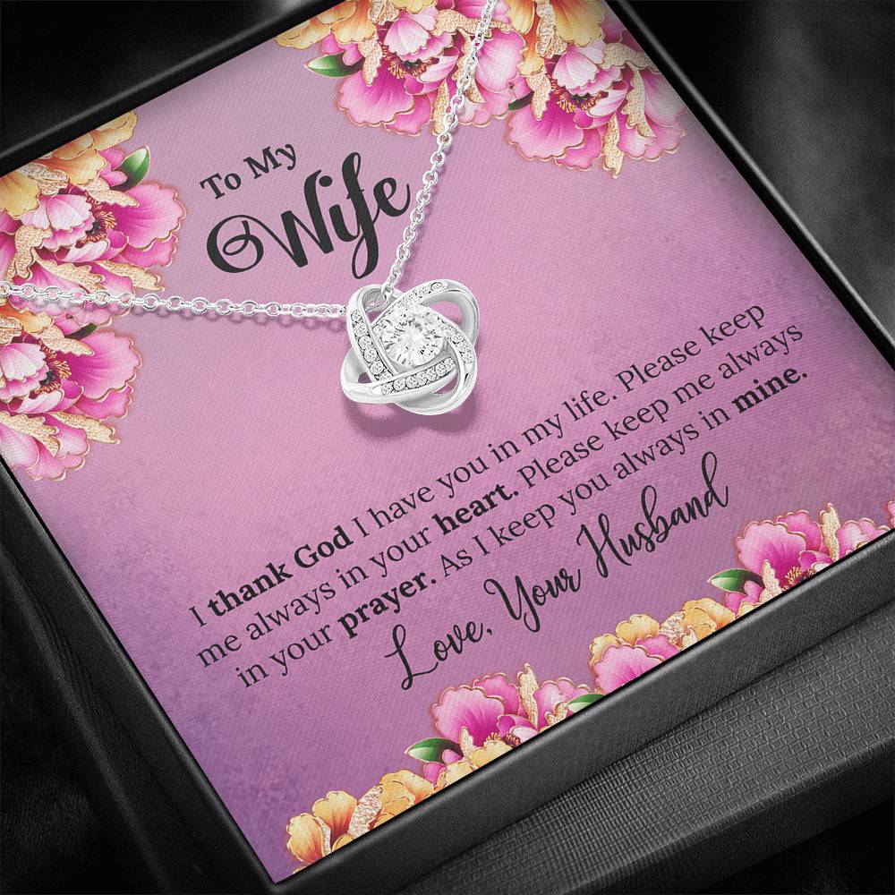 To My Wife Gift Love Knot Necklace with Message Card