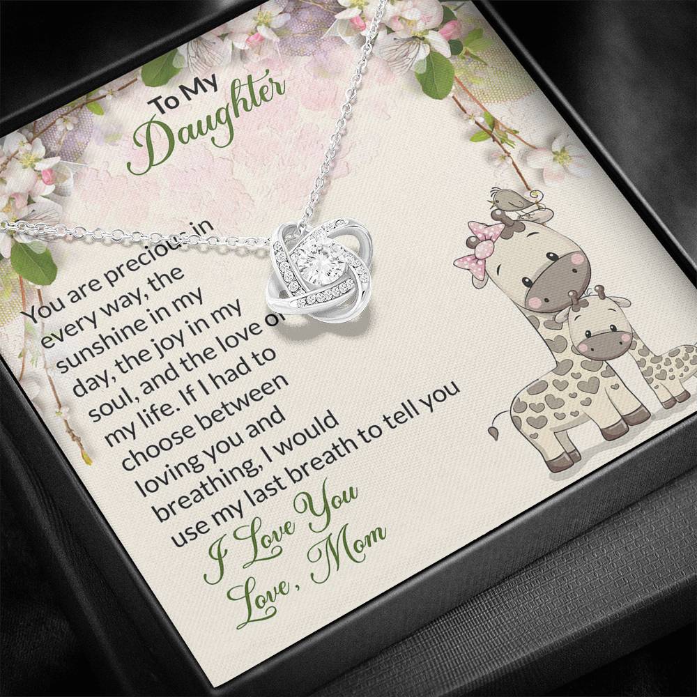 To My Daughter Gift Love Knot Necklace with Message Card