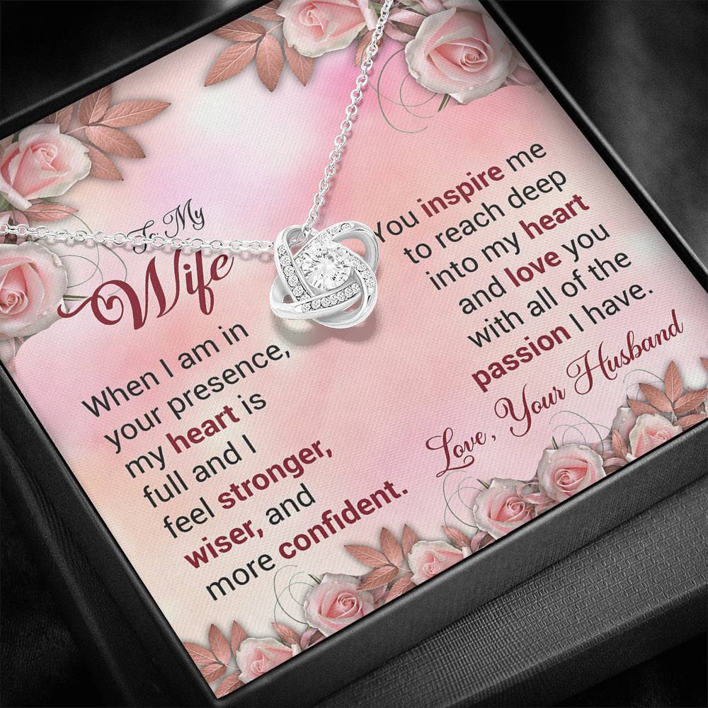 To My Wife Gift Love Knot Necklace with Message Card
