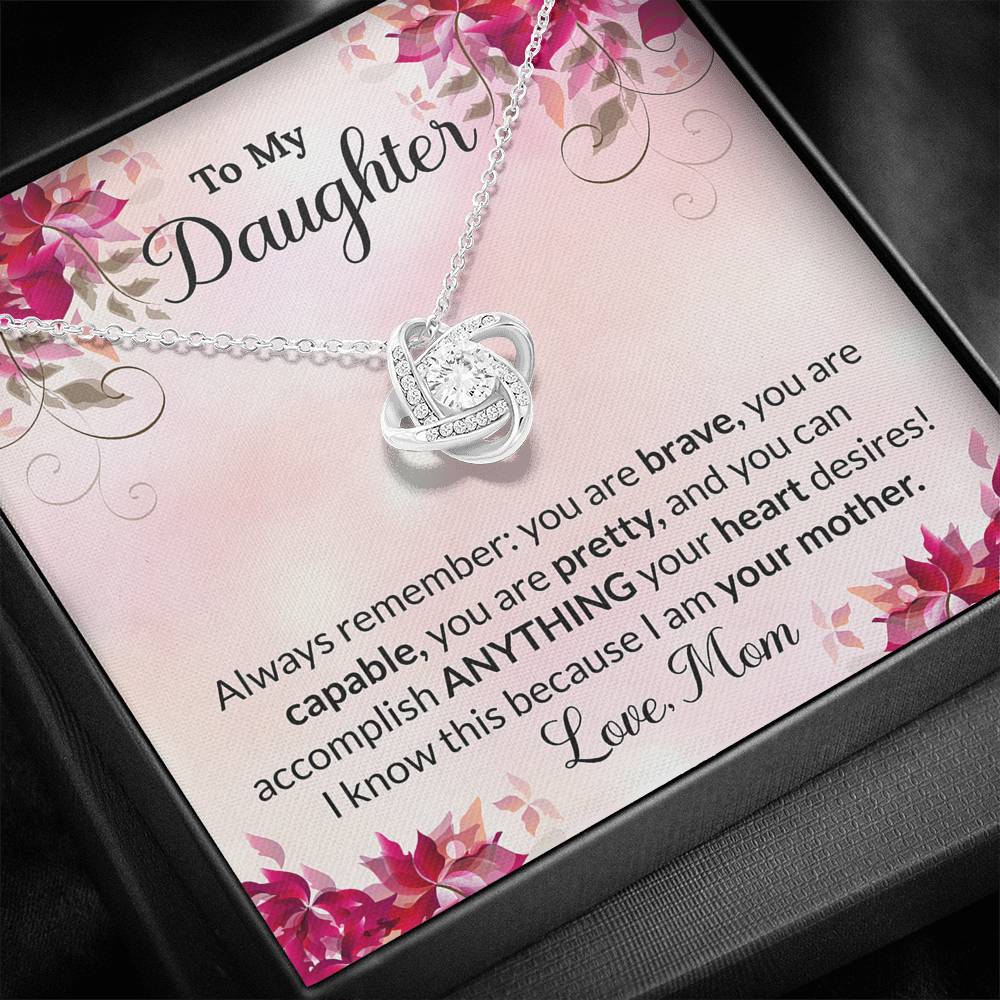 To My Daughter Gift Love Knot Necklace with Message Card