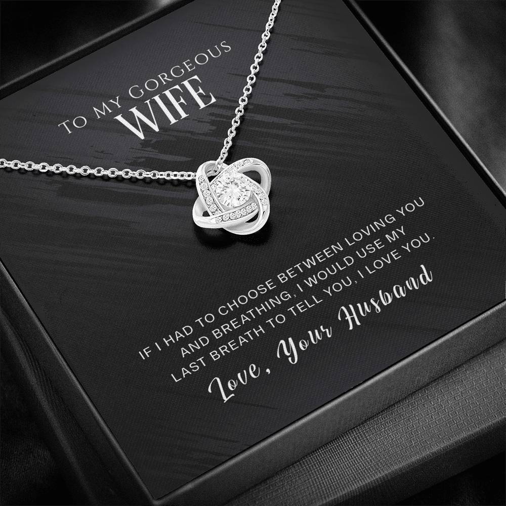 To My Wife, Love Knot Necklace, Gift for Wife