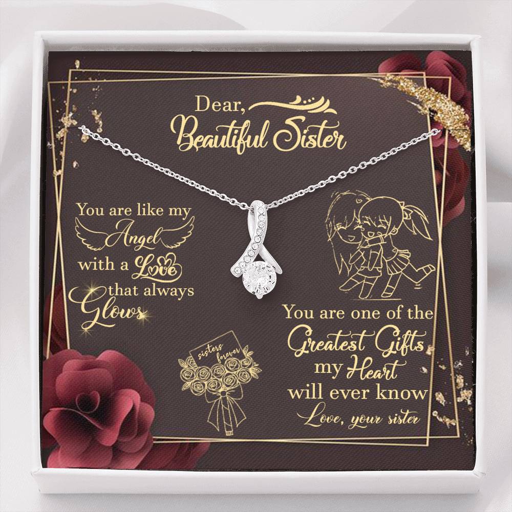 Gift for Sister Alluring Beauty Necklace, with Message Card
