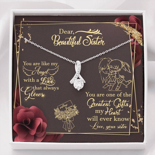 Gift for Sister Alluring Beauty Necklace, with Message Card