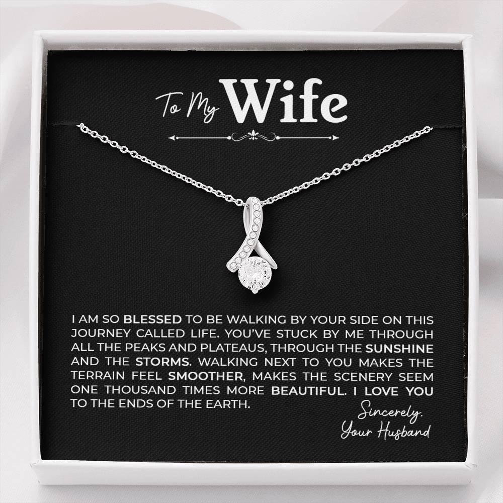 To My Wife, Gift for Wife Alluring Beauty Necklace with Message Card Black