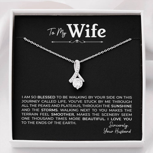 To My Wife, Gift for Wife Alluring Beauty Necklace with Message Card Black