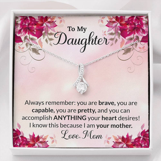 To My Daughter Gift Alluring Beauty Necklace with Message Card
