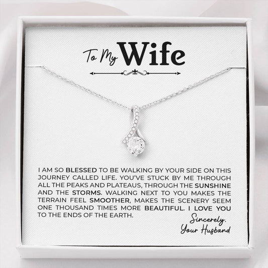 To My Wife, Gift for Wife Alluring Beauty Necklace with Message Card White