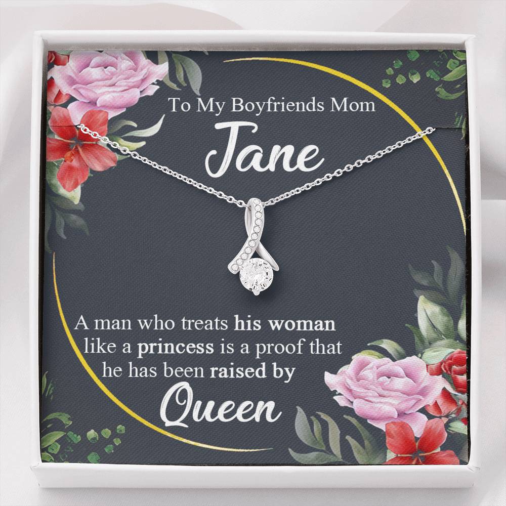 To My Boyfriends Mom Necklace with a Personalized Message Card