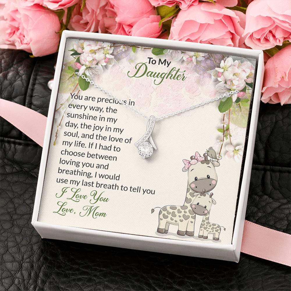 To My Daughter Gift Alluring Beauty Necklace with Message Card