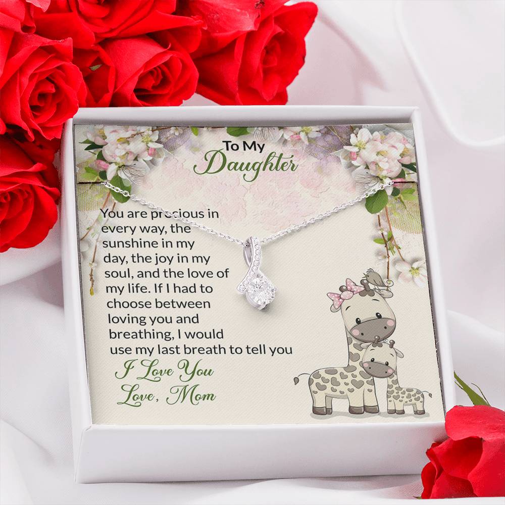 To My Daughter Gift Alluring Beauty Necklace with Message Card