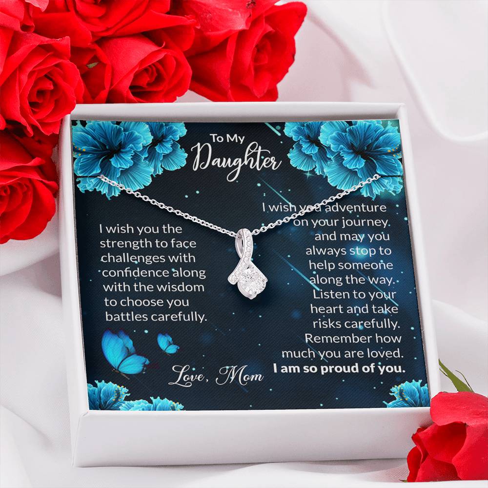To My Daughter Gift Alluring Beauty Necklace with Message Card