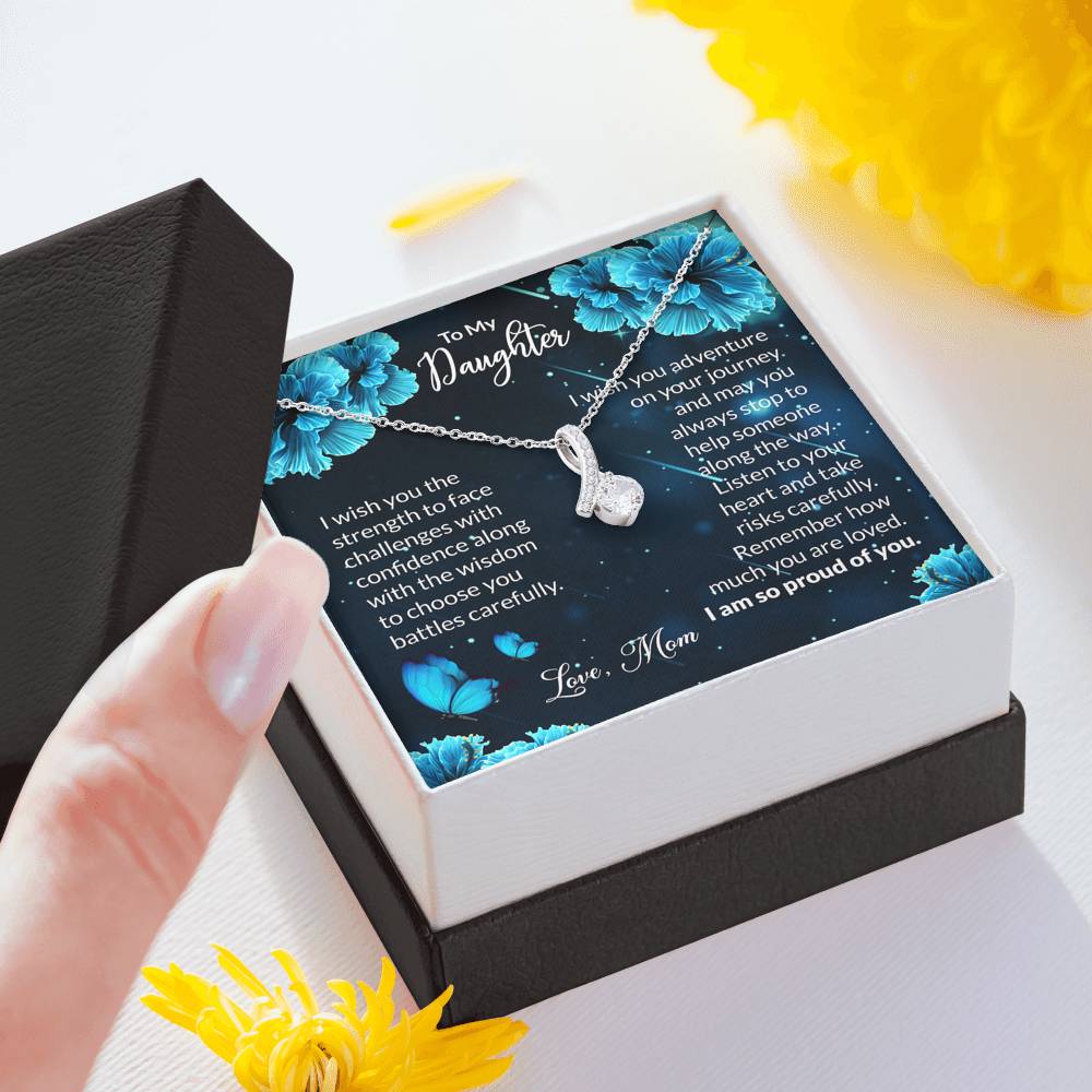 To My Daughter Gift Alluring Beauty Necklace with Message Card