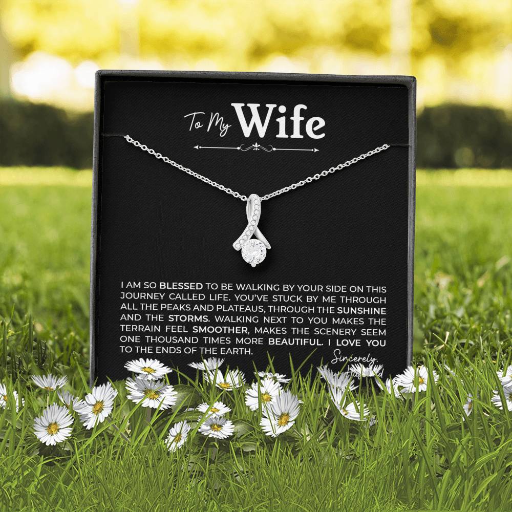 To My Wife, Gift for Wife Alluring Beauty Necklace with Message Card Black