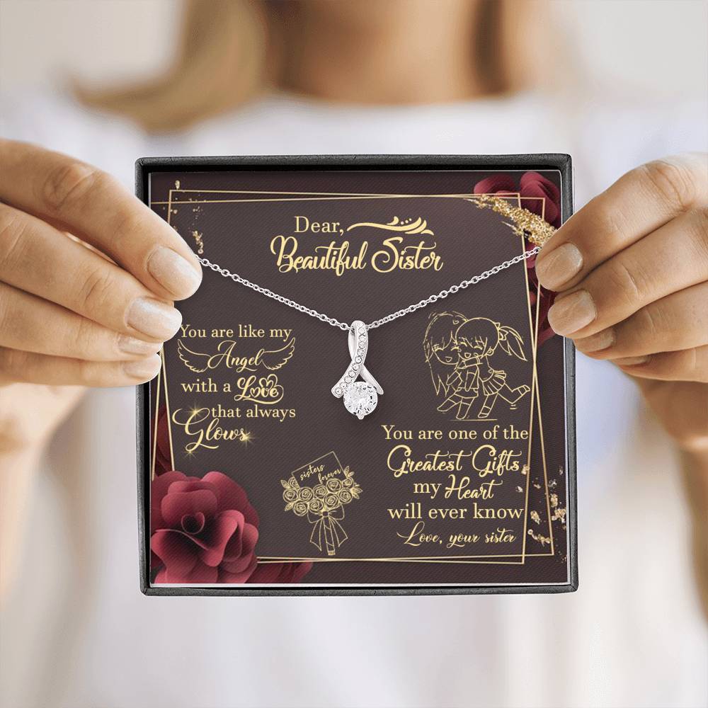 Gift for Sister Alluring Beauty Necklace, with Message Card