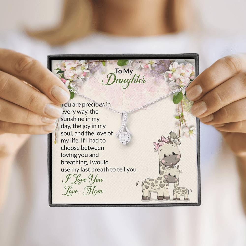 To My Daughter Gift Alluring Beauty Necklace with Message Card