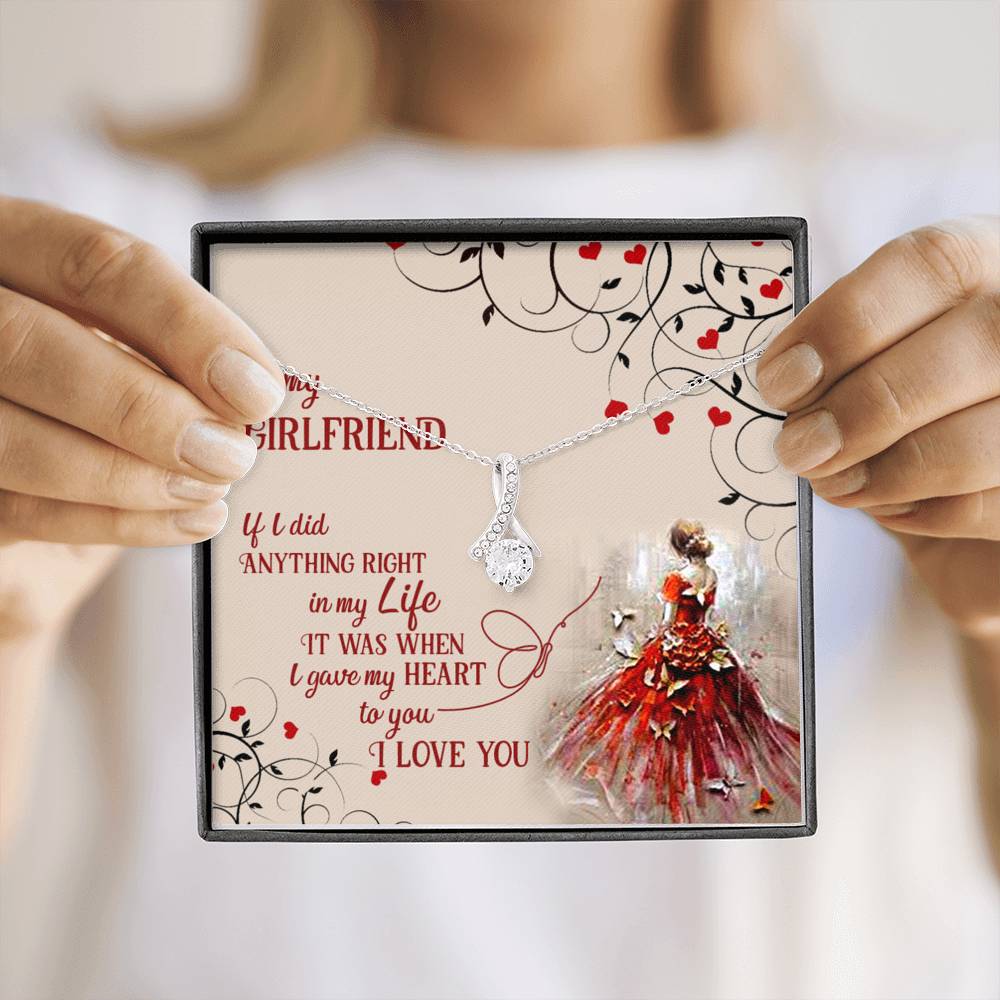 To My Girlfriend, Gift for Her Alluring Beauty Necklace with Message Card