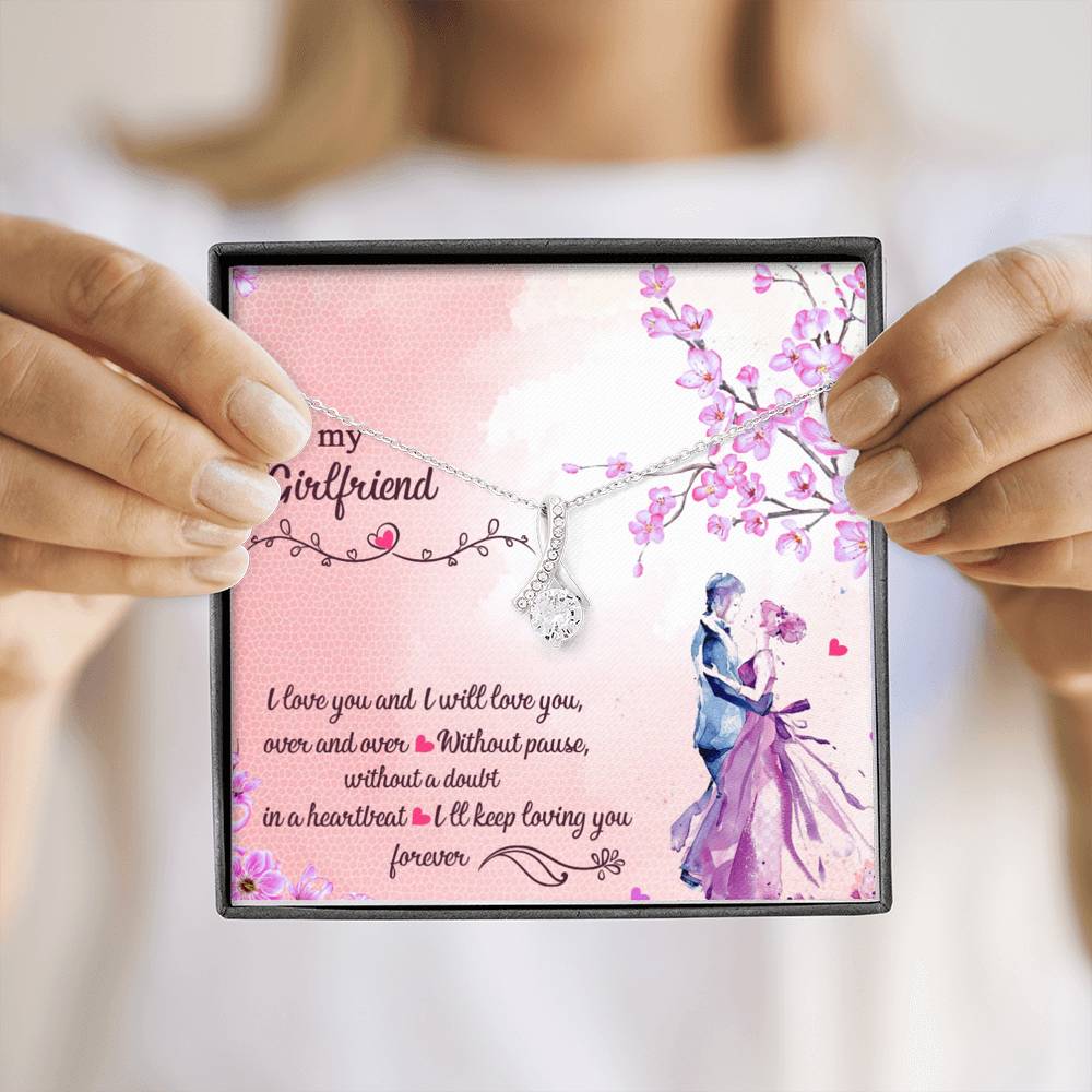 To My Girlfriend, Forever Love, Gift for Her Alluring Beauty Necklace with Message Card