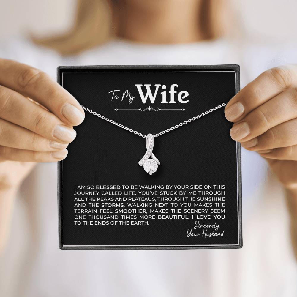 To My Wife, Gift for Wife Alluring Beauty Necklace with Message Card Black
