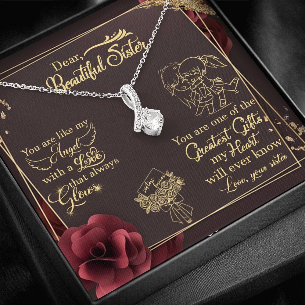 Gift for Sister Alluring Beauty Necklace, with Message Card