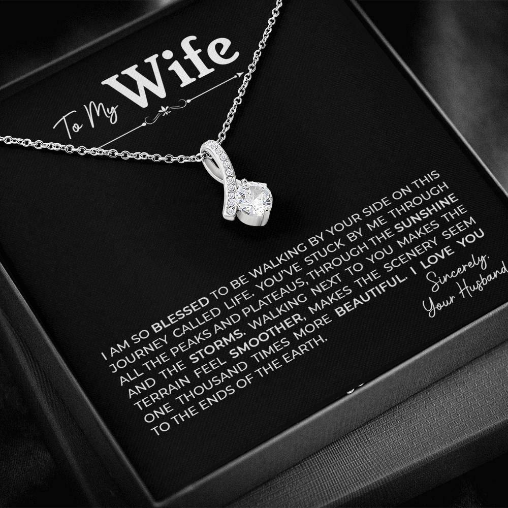 To My Wife, Gift for Wife Alluring Beauty Necklace with Message Card Black
