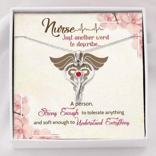 Gift for Nurse, Stethoscope Necklace with Red Swarovski® Crystal