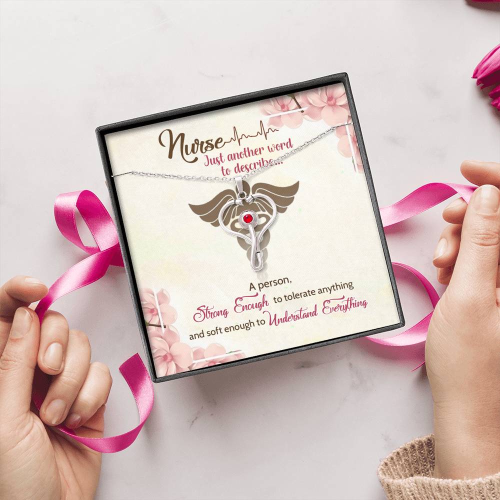 Gift for Nurse, Stethoscope Necklace with Red Swarovski® Crystal