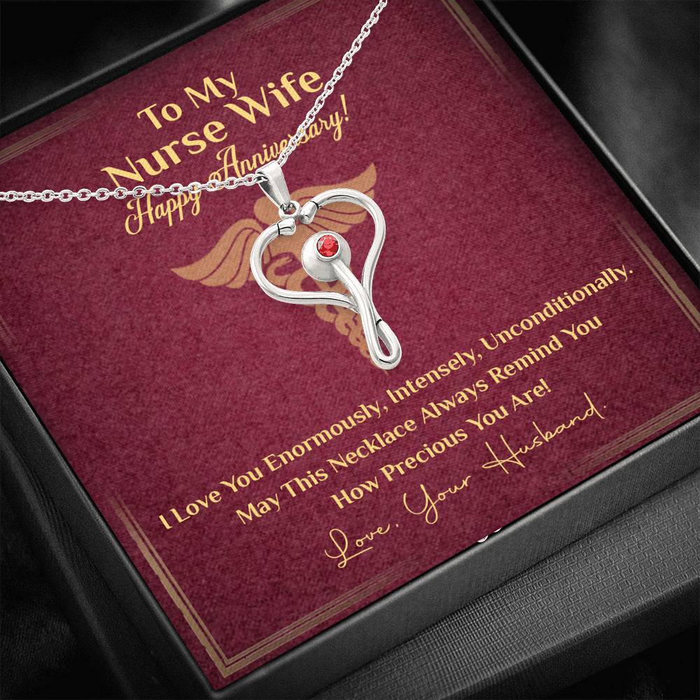 Gift for a Nurse Wife, Stethoscope Necklace with Red Swarovski® Crystal