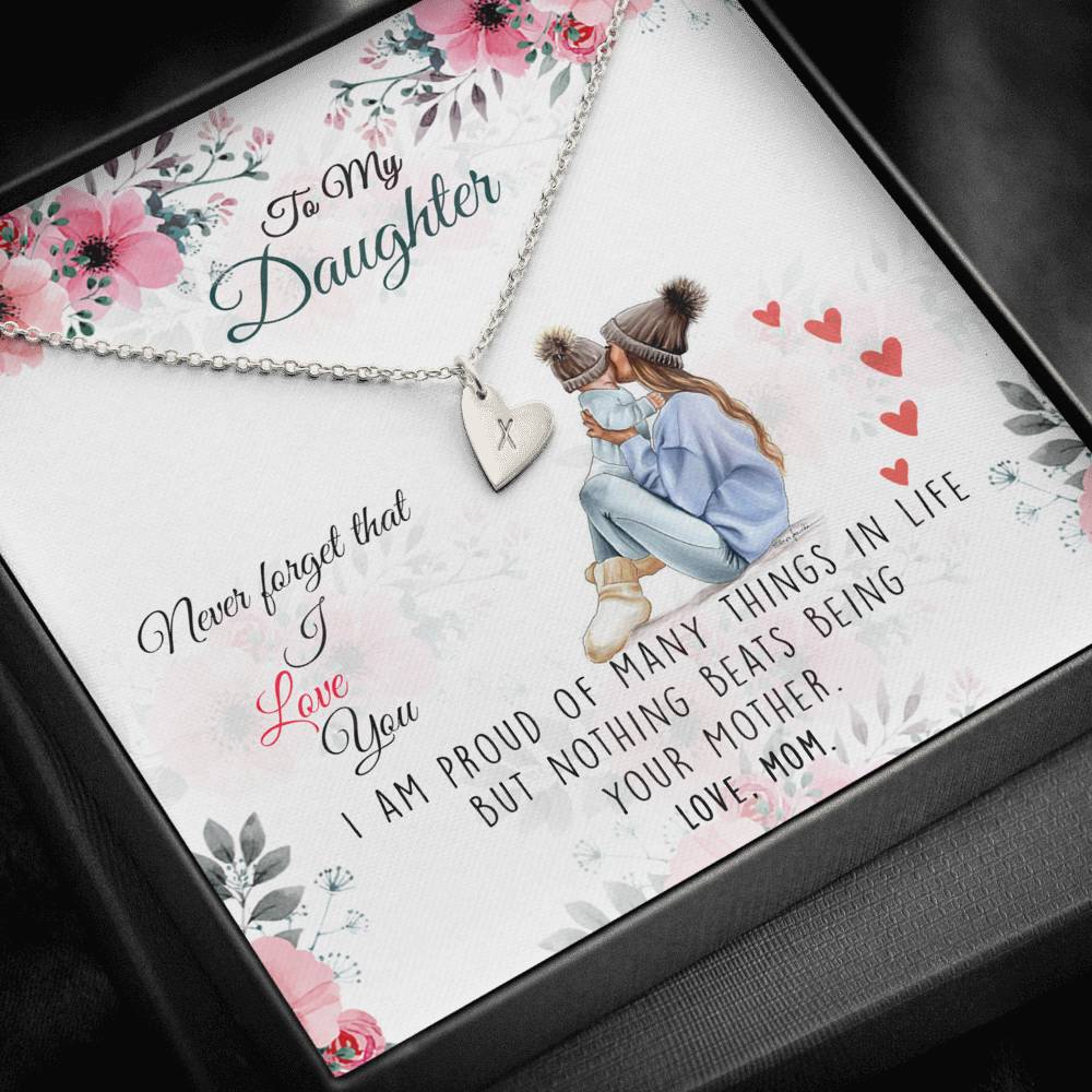 To My Daughter Sweetest Hearts Necklace with a Message Card