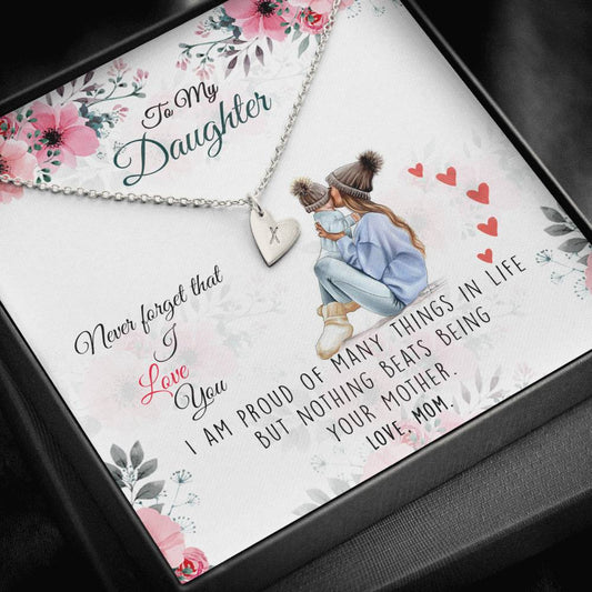 To My Daughter Sweetest Hearts Necklace with a Message Card