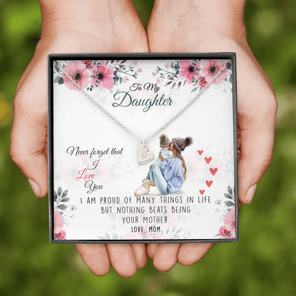 To My Daughter Sweetest Hearts Necklace with a Message Card
