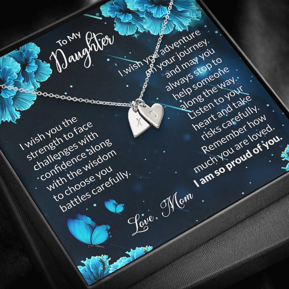 To My Daughter Gift Sweetest Hearts Necklace With a Message Card