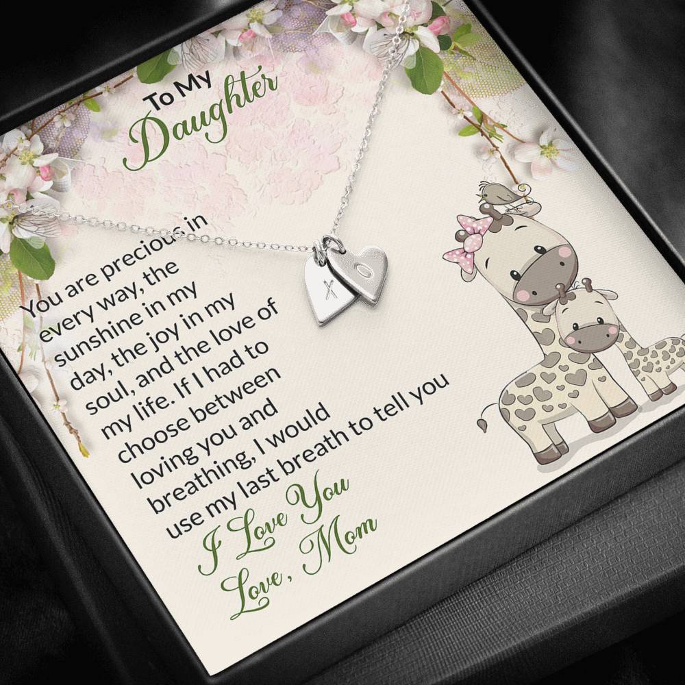 To My Daughter Gift Sweetest Hearts Necklace With a Message Card