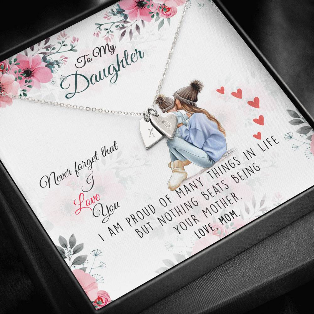 To My Daughter Sweetest Hearts Necklace with a Message Card