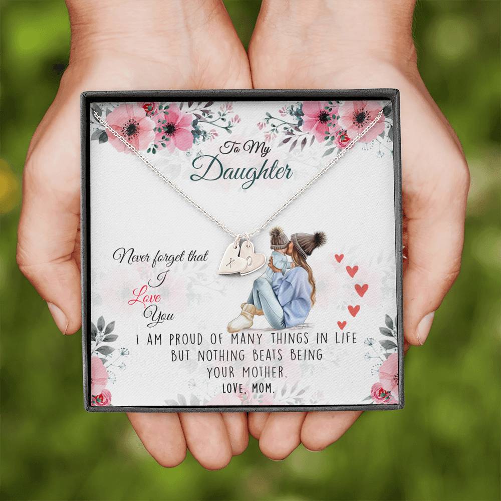 To My Daughter Sweetest Hearts Necklace with a Message Card