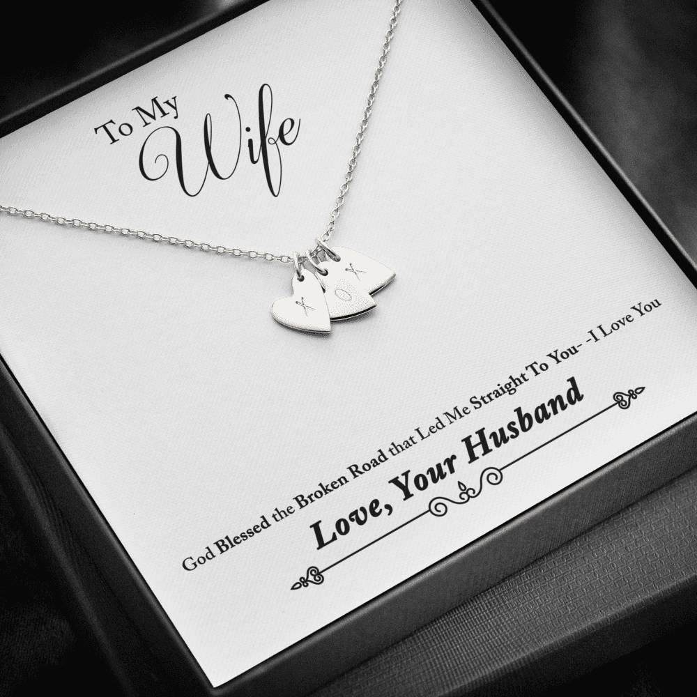 To My Wife Personalized Sweetest Hearts Necklace