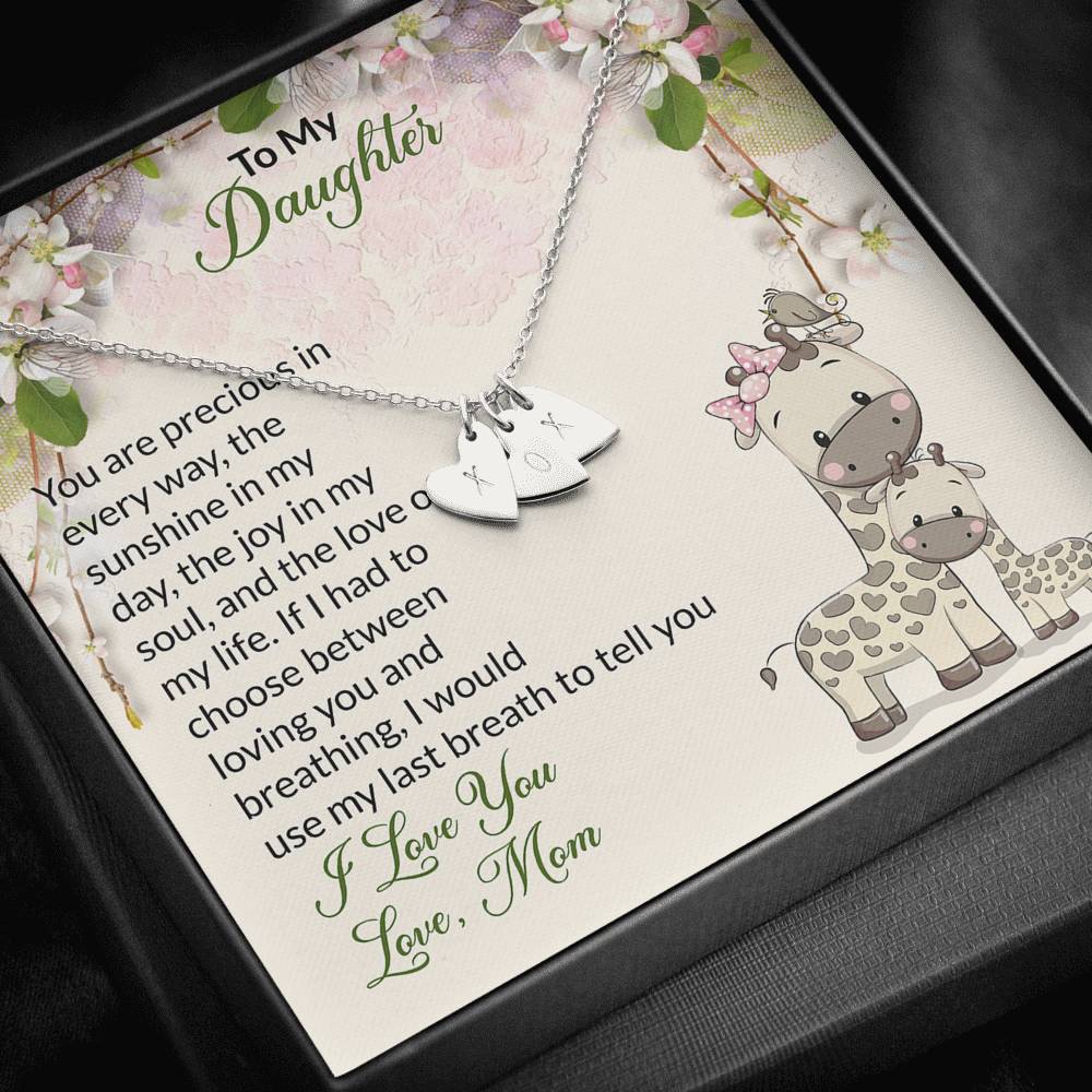 To My Daughter Gift Sweetest Hearts Necklace With a Message Card