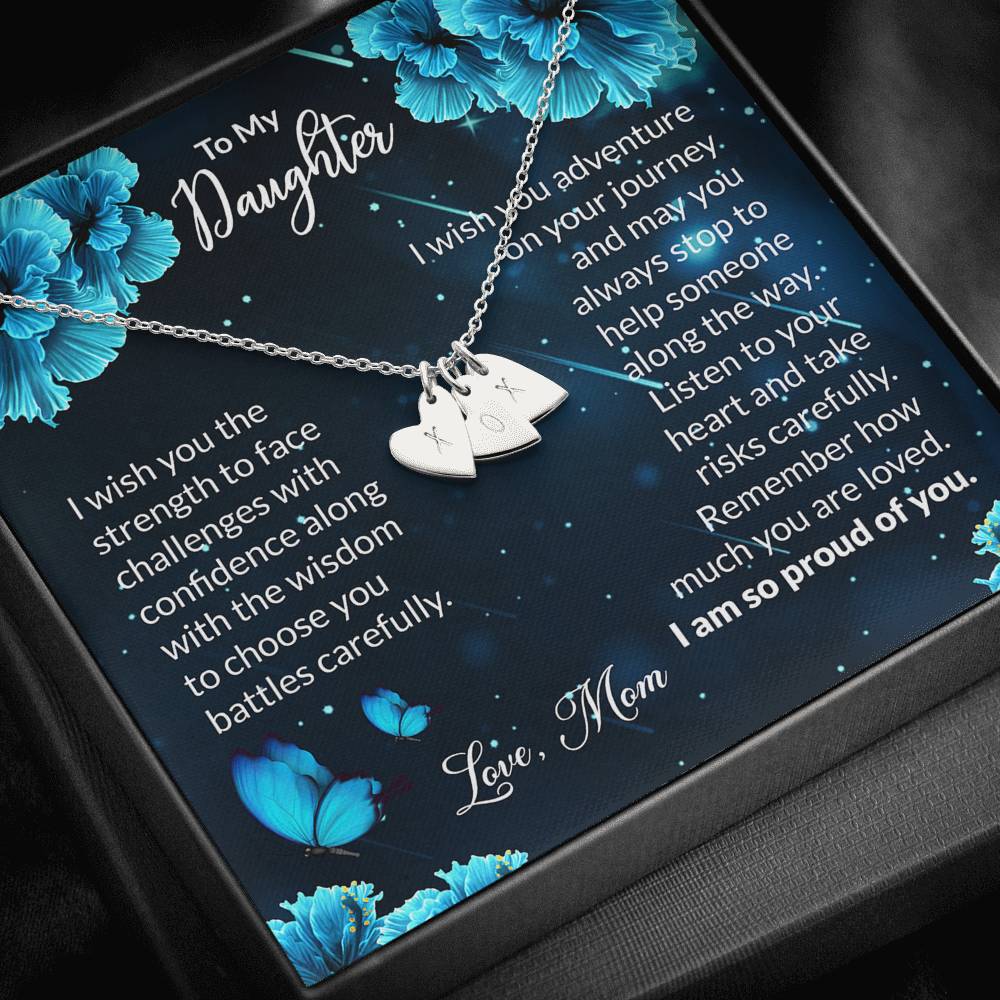 To My Daughter Gift Sweetest Hearts Necklace With a Message Card