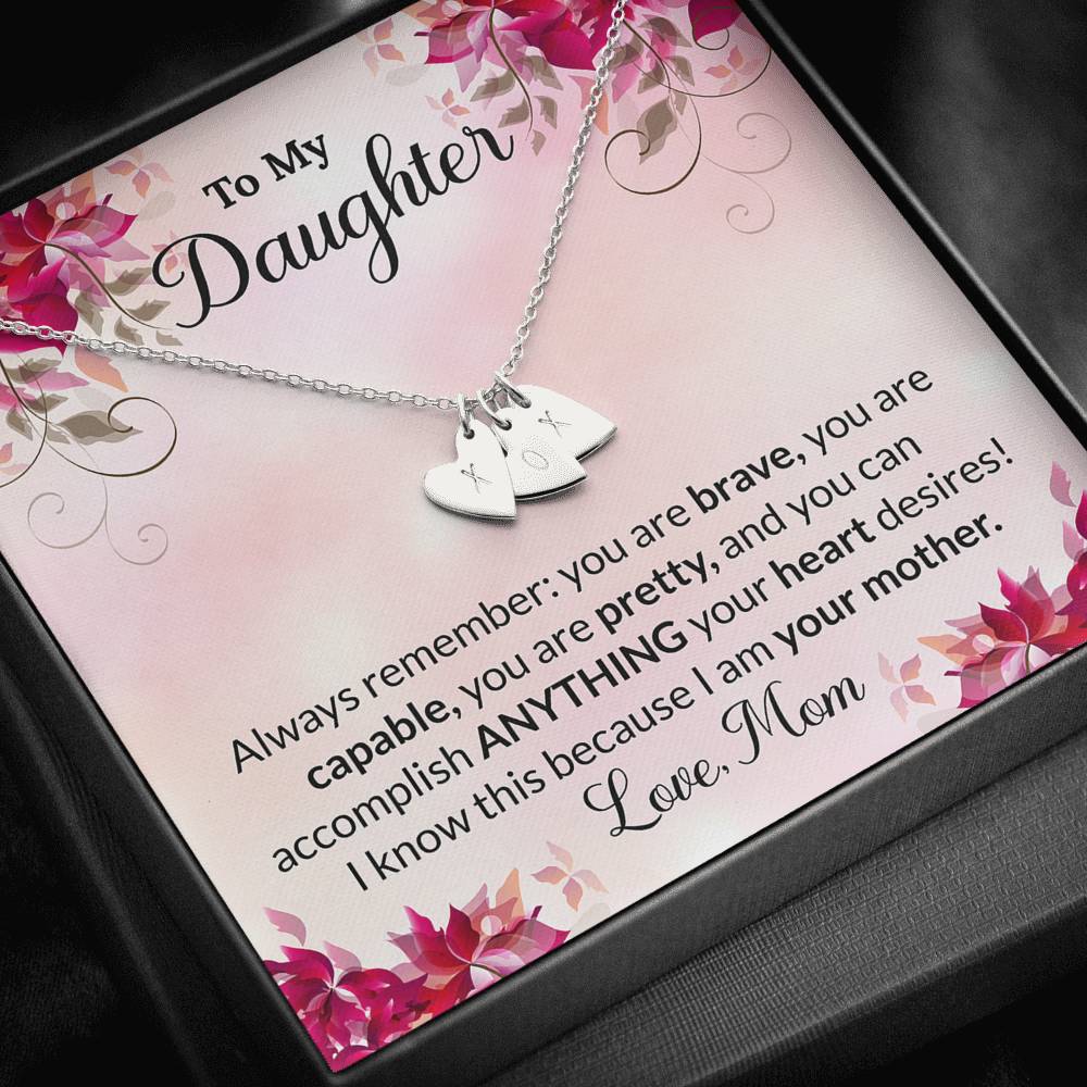 To My Daughter Gift Sweetest Hearts Necklace With a Message Card