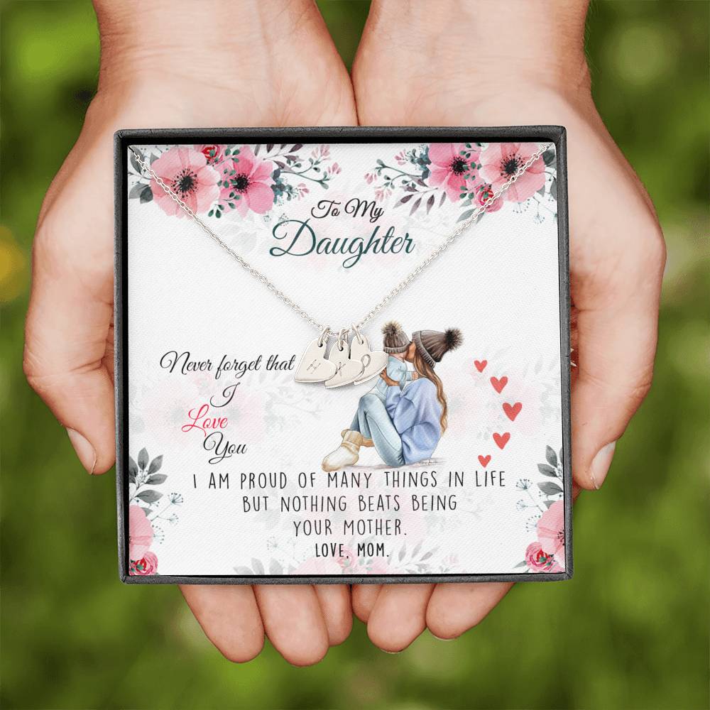To My Daughter Sweetest Hearts Necklace with a Message Card