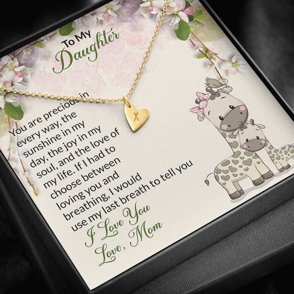 To My Daughter Gift Sweetest Hearts Necklace With a Message Card
