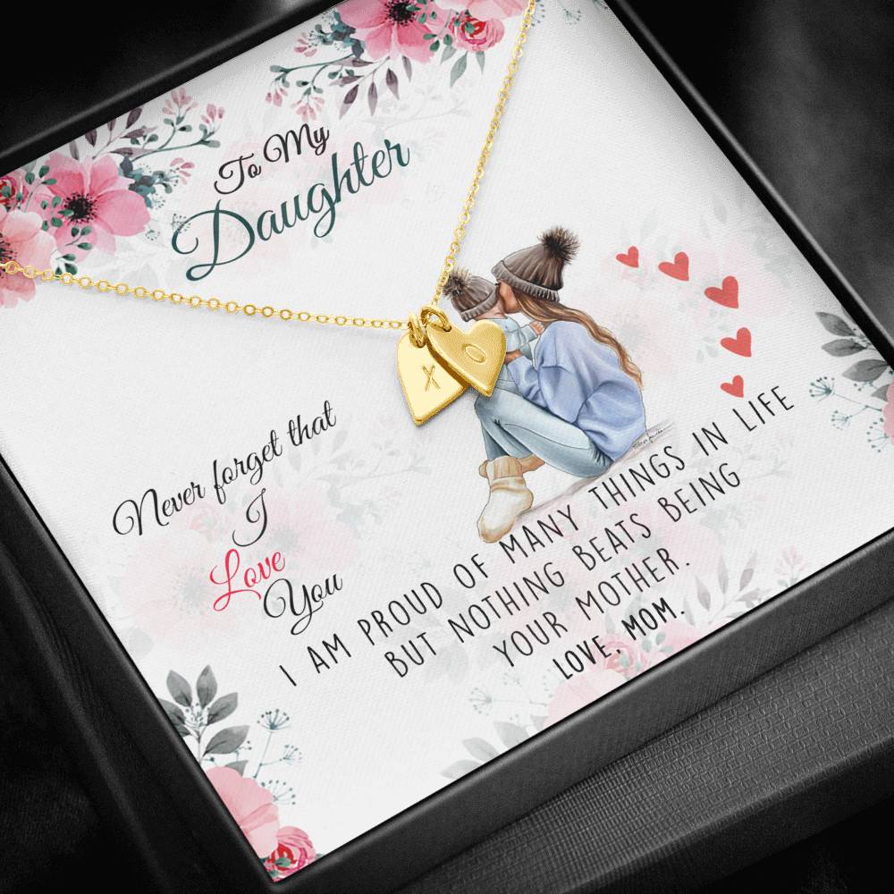 To My Daughter Sweetest Hearts Necklace with a Message Card