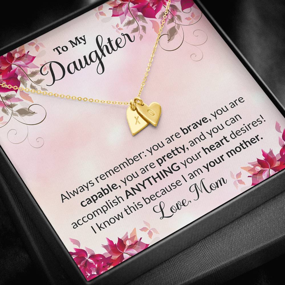 To My Daughter Gift Sweetest Hearts Necklace With a Message Card
