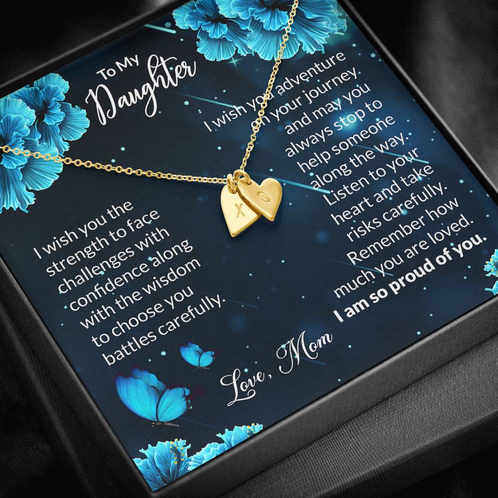 To My Daughter Gift Sweetest Hearts Necklace With a Message Card