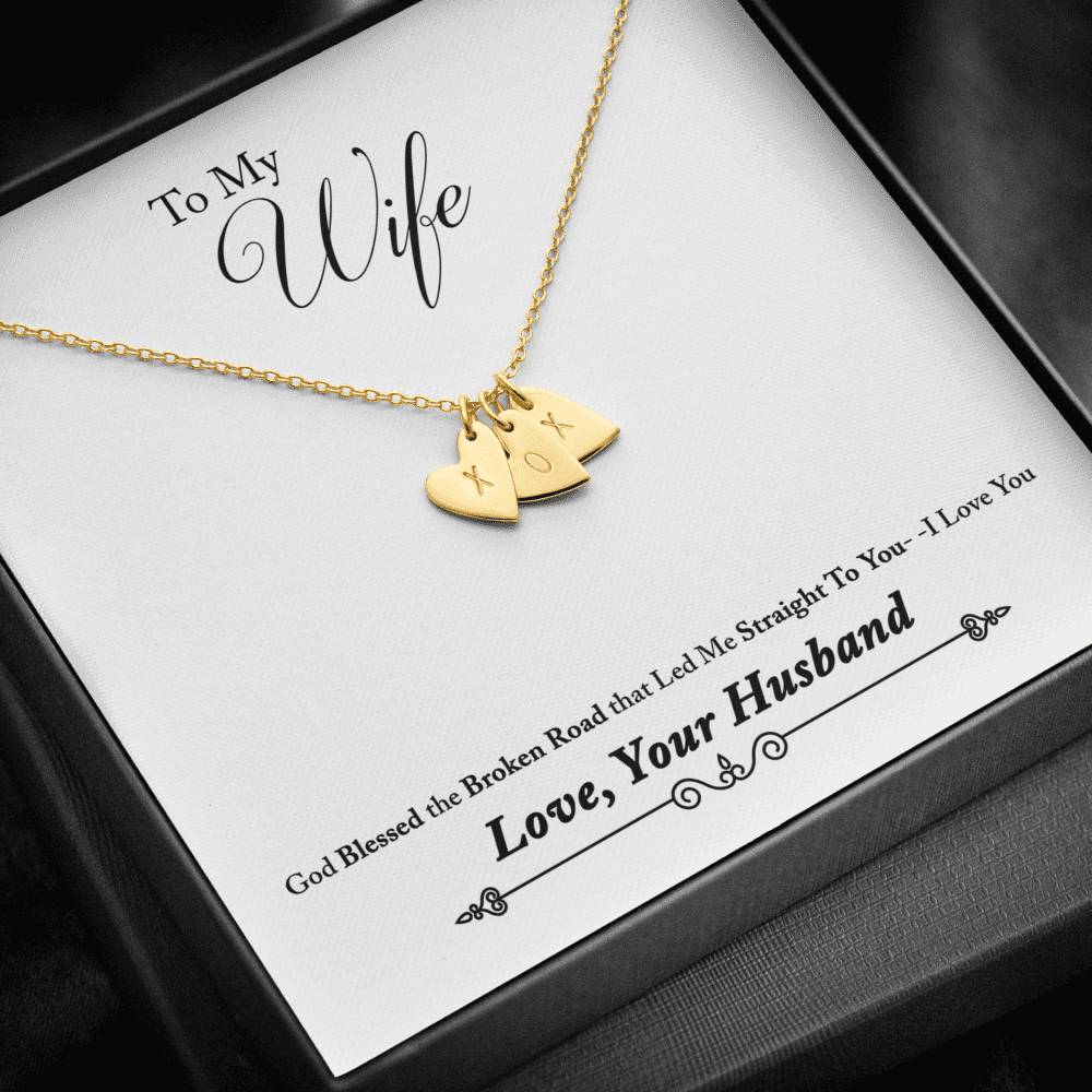 To My Wife Personalized Sweetest Hearts Necklace
