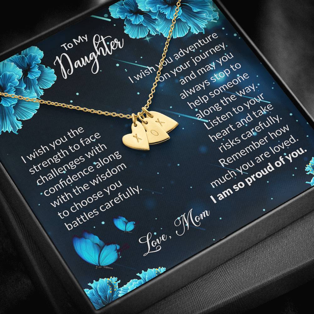To My Daughter Gift Sweetest Hearts Necklace With a Message Card