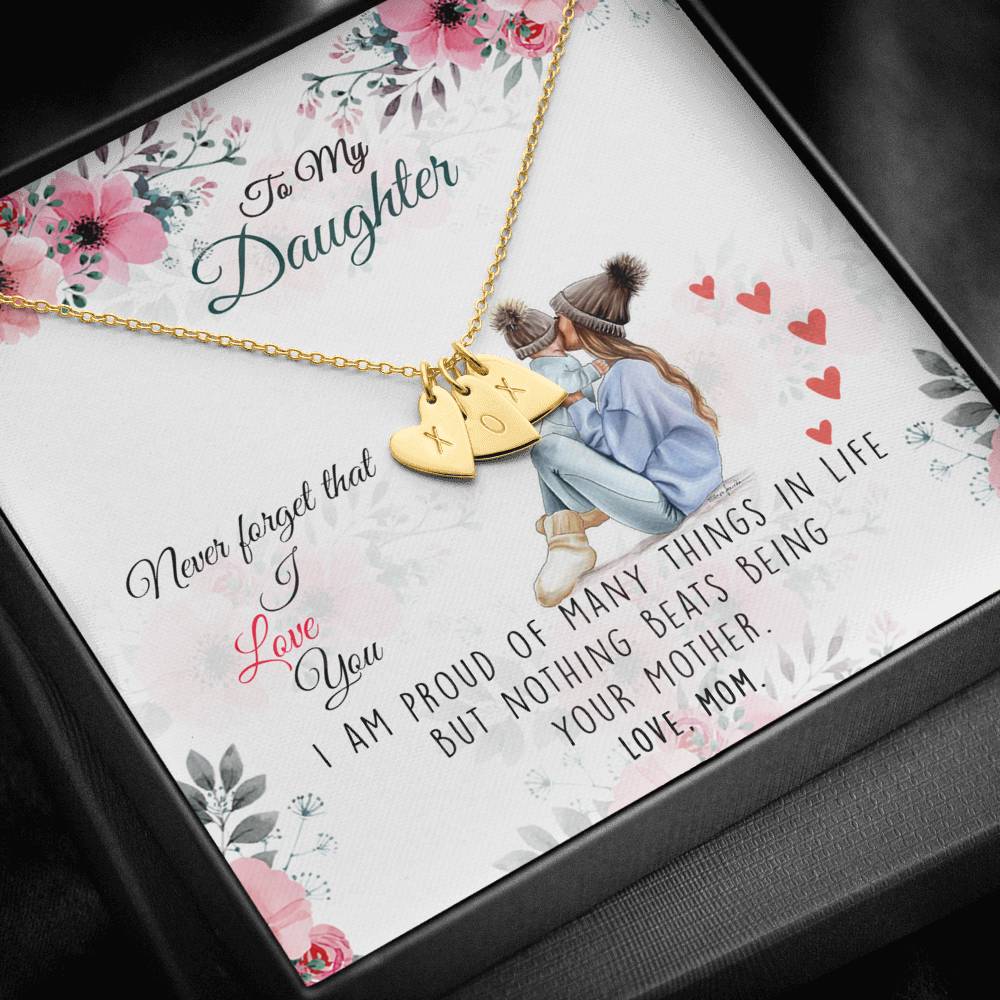 To My Daughter Sweetest Hearts Necklace with a Message Card