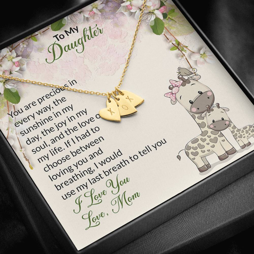 To My Daughter Gift Sweetest Hearts Necklace With a Message Card