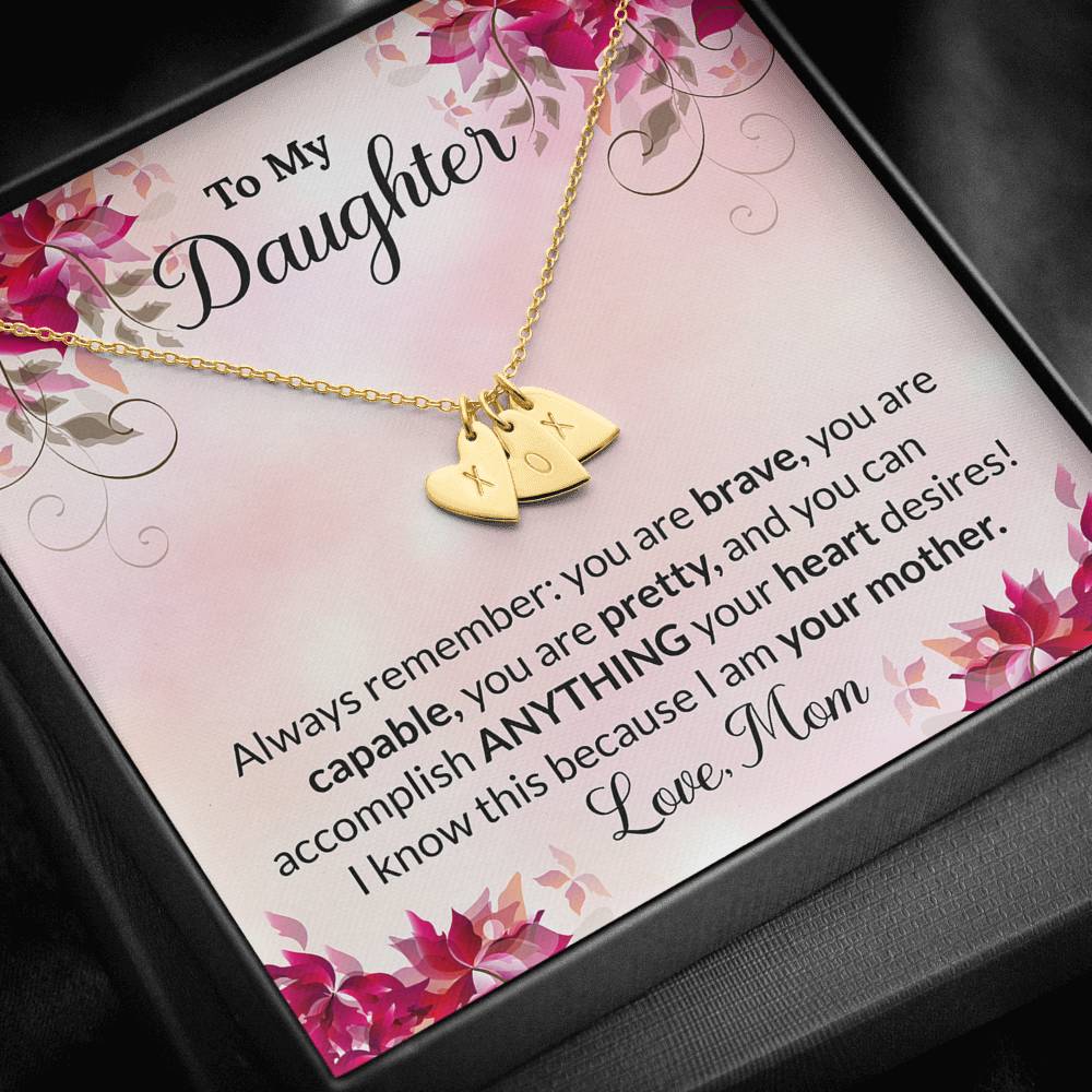 To My Daughter Gift Sweetest Hearts Necklace With a Message Card