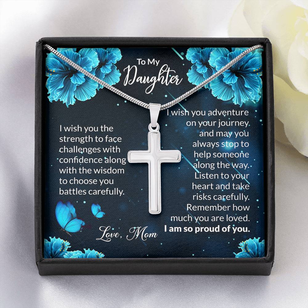 To My Daughter Gift Cross Necklace